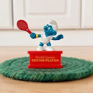 SMURF-A-GRAM World’s Greatest Tennis Player Smurf Plastic Figurine Vintage